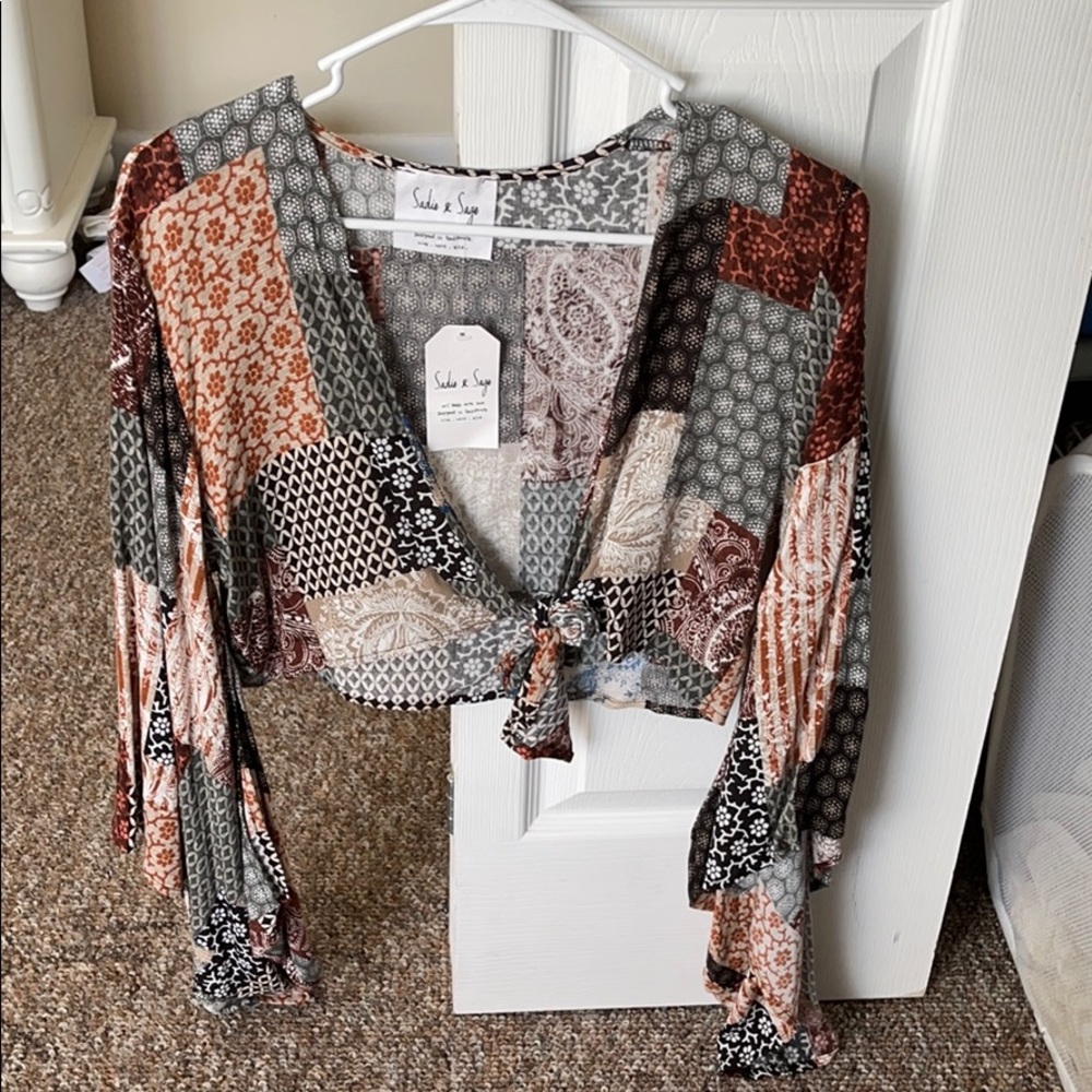 Super cute tribal bell sleeve top